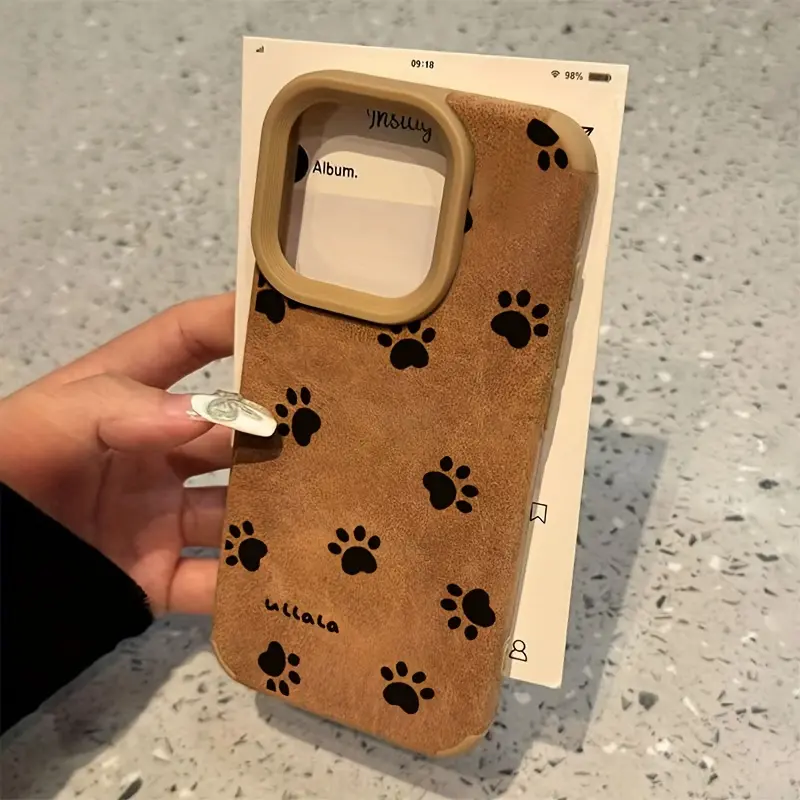 Puppy Prints Skin Material Phone Case - Multi-Model, Fashionable, Fits iOS iPhone Series (11/11Pro/11ProMax,12/12Pro/12ProMax,13/13Pro/13ProMax,14/14Pro/14ProMax/14Plus,15/15Pro/15ProMax/15Plus,16/16Pro/16ProMax) - Ideal Gift for Loved Ones
