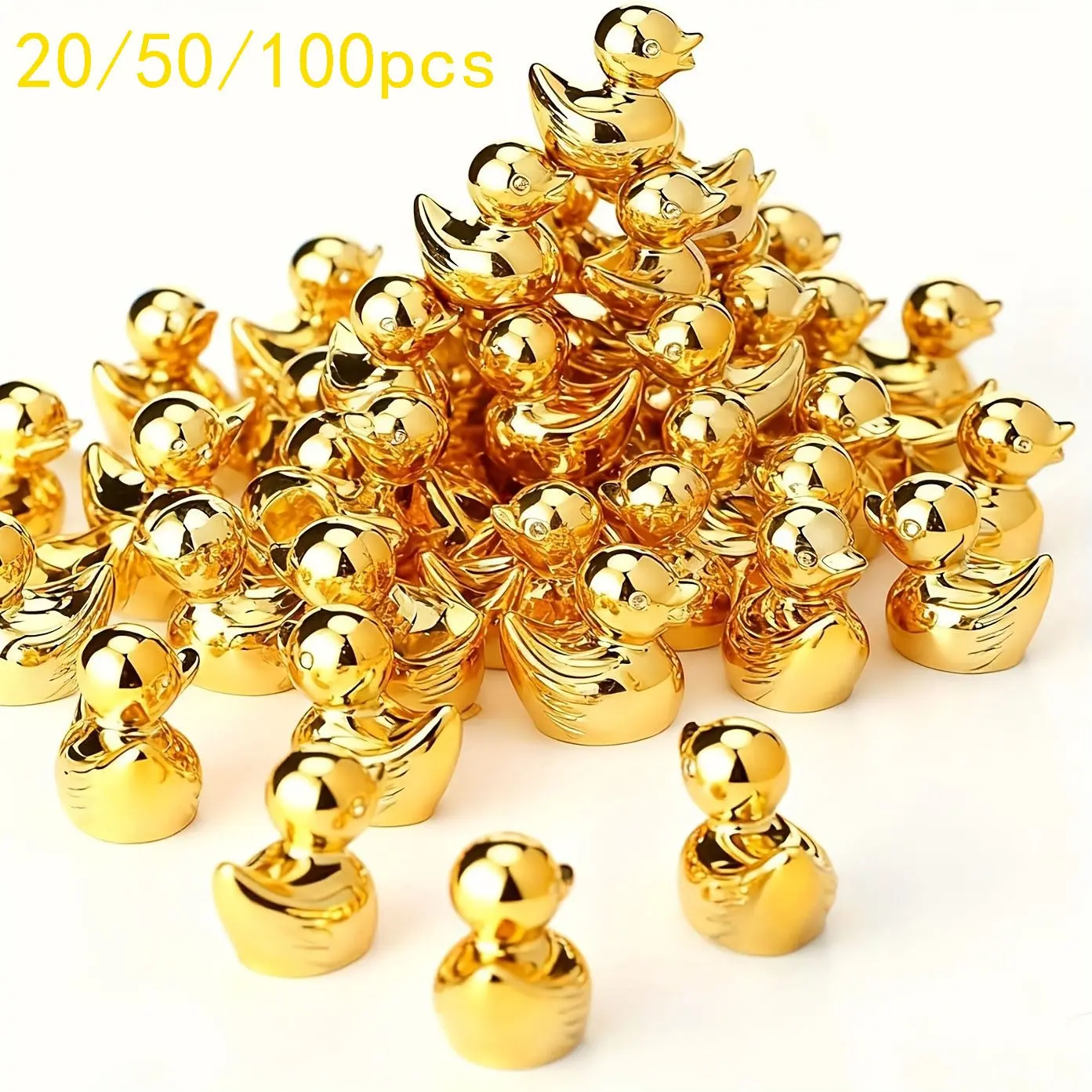 20/50/100pcs Mini Gold Duck Statues, Resin Animal Sculptures, Decorative Duck Figurines, DIY Craft Supplies, Garden Landscape, Christmas Party Gifts