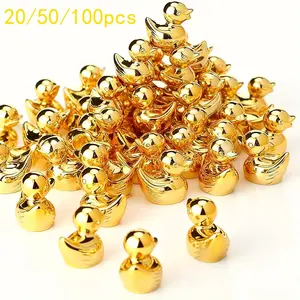 20/50/100pcs Mini Gold Duck Statues, Decorative Duck Figurines, DIY Craft Supplies, Garden Landscape, Christmas Party Gifts
