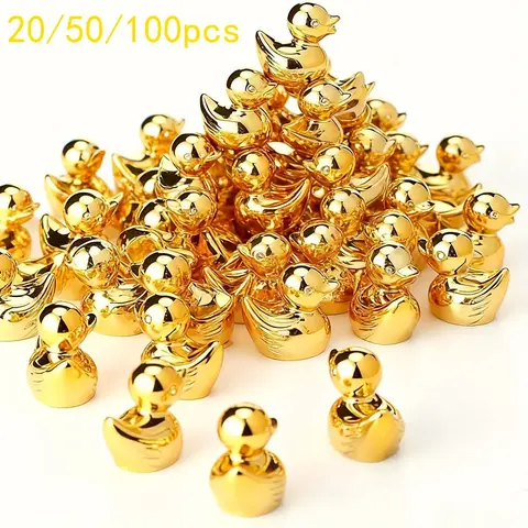 20/50/100pcs Mini Gold Duck Statues, Resin Animal Sculptures, Decorative Duck Figurines, DIY Craft Supplies, Garden Landscape, Christmas Party Gifts