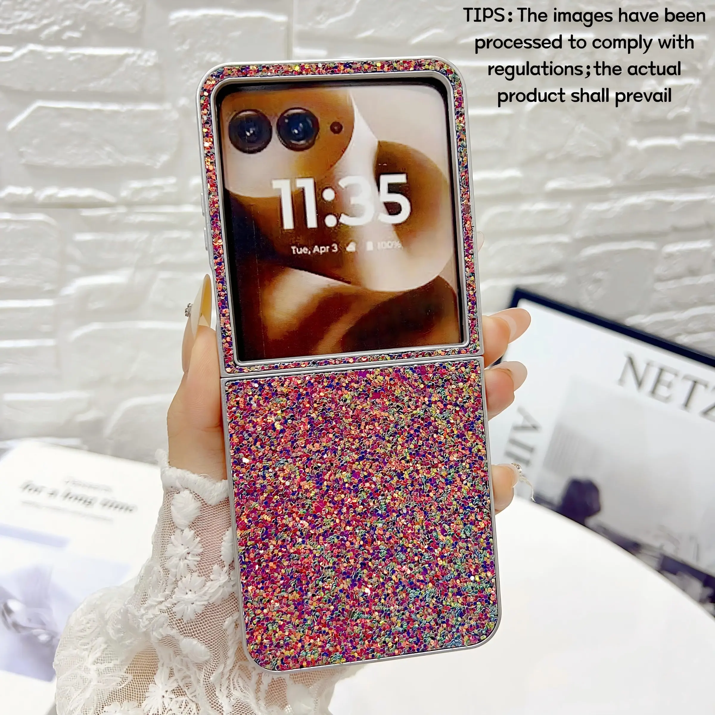 Silver edge phantom glitter color-changing phone protective case, for Motorola Moto Razr 50/60/70/50Ultra/60Pro/70Plus/60Ultra/70Ultra, light luxury pearl glitter style, fashionable protective cover, unique design suitable for daily use, protective shell