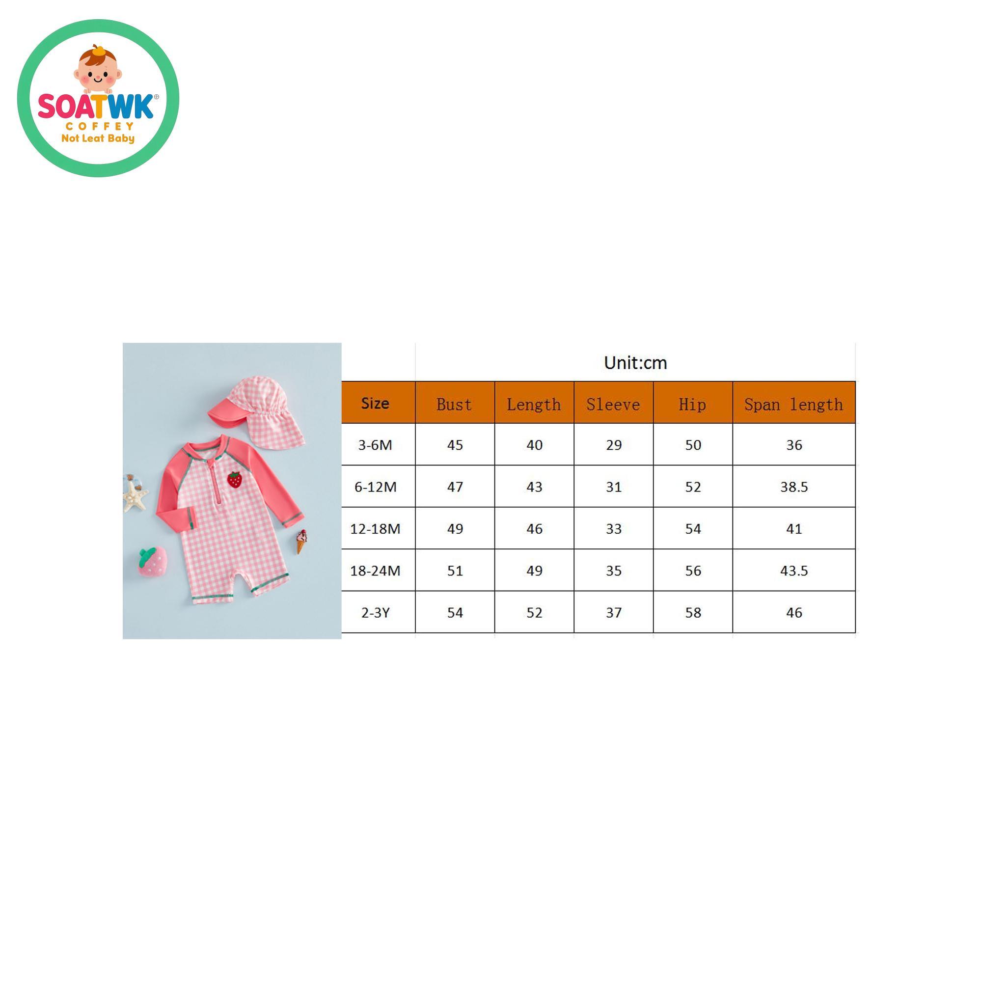 Toddler Girls Rash Guard Swimsuit Playsuits Strawberry Embroidery Plaid Print Long Sleeve Baby Bathing Suit with Sun Hat