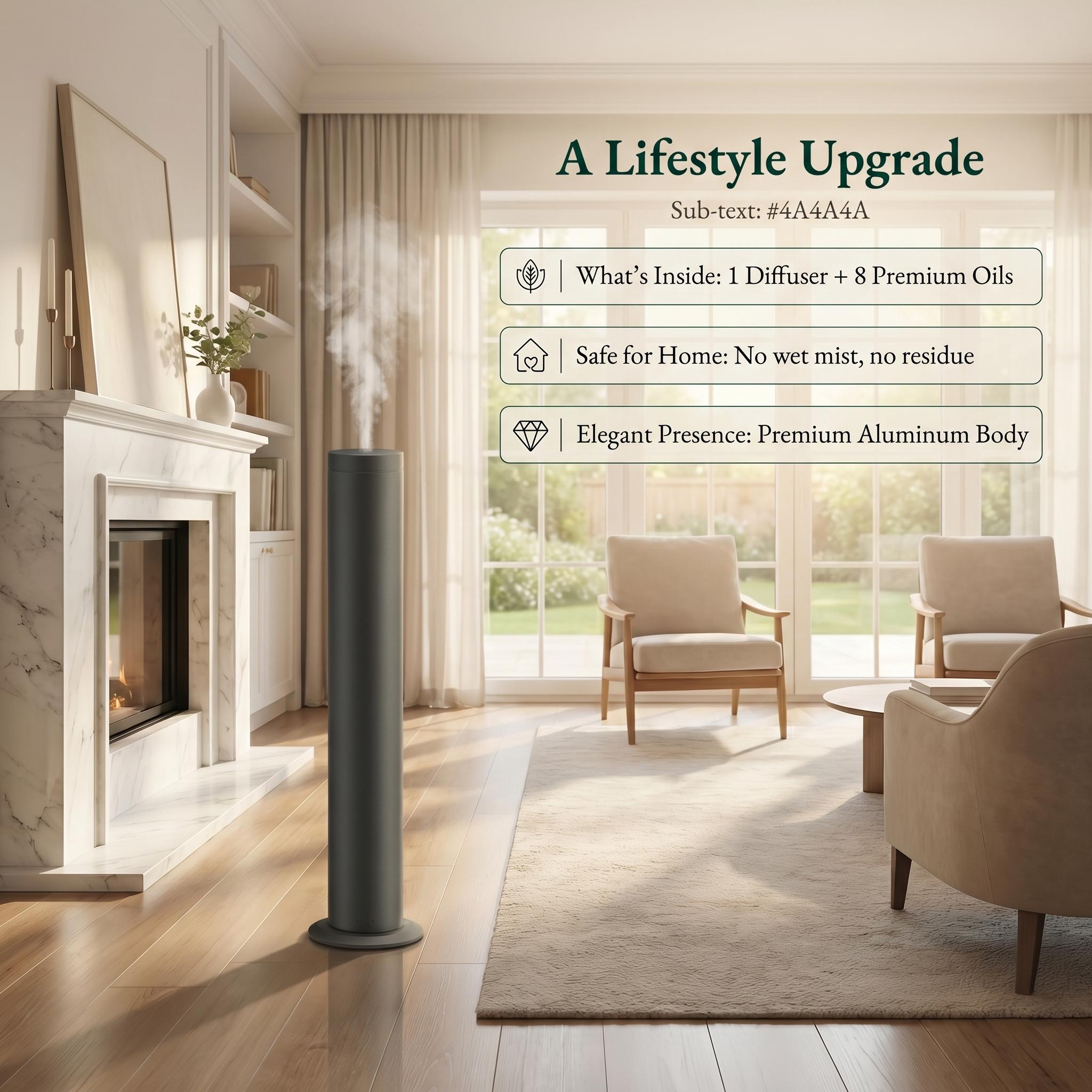 Luxury Hotel-Inspired Scents Home Aroma Diffuser, Rechargeable Extended Edition with APP Control, Big-Space Coverage Up to 500㎡ (≈5380 sq ft), 8 Premium Essential Oils Included