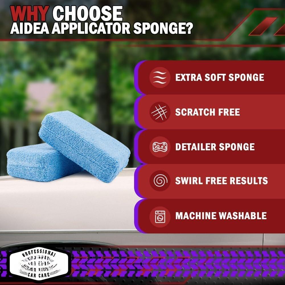 Microfiber Applicator Pad-8Pack,  Wash Sponge,  Microfiber Sponge and Cleaning Pads,  for Effortless Wax, Sealant, and Conditioner Application - Blue