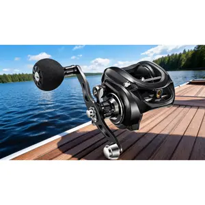 Reel Only or Fishing Combo,Available in 6.6:1/8.1:1 Gear Ratio, Freshwater and Saltwater Low Profile Casting Reel for Musky,38Lbs Max Drag Aluminum Alloy Frame Baitcasting Reel