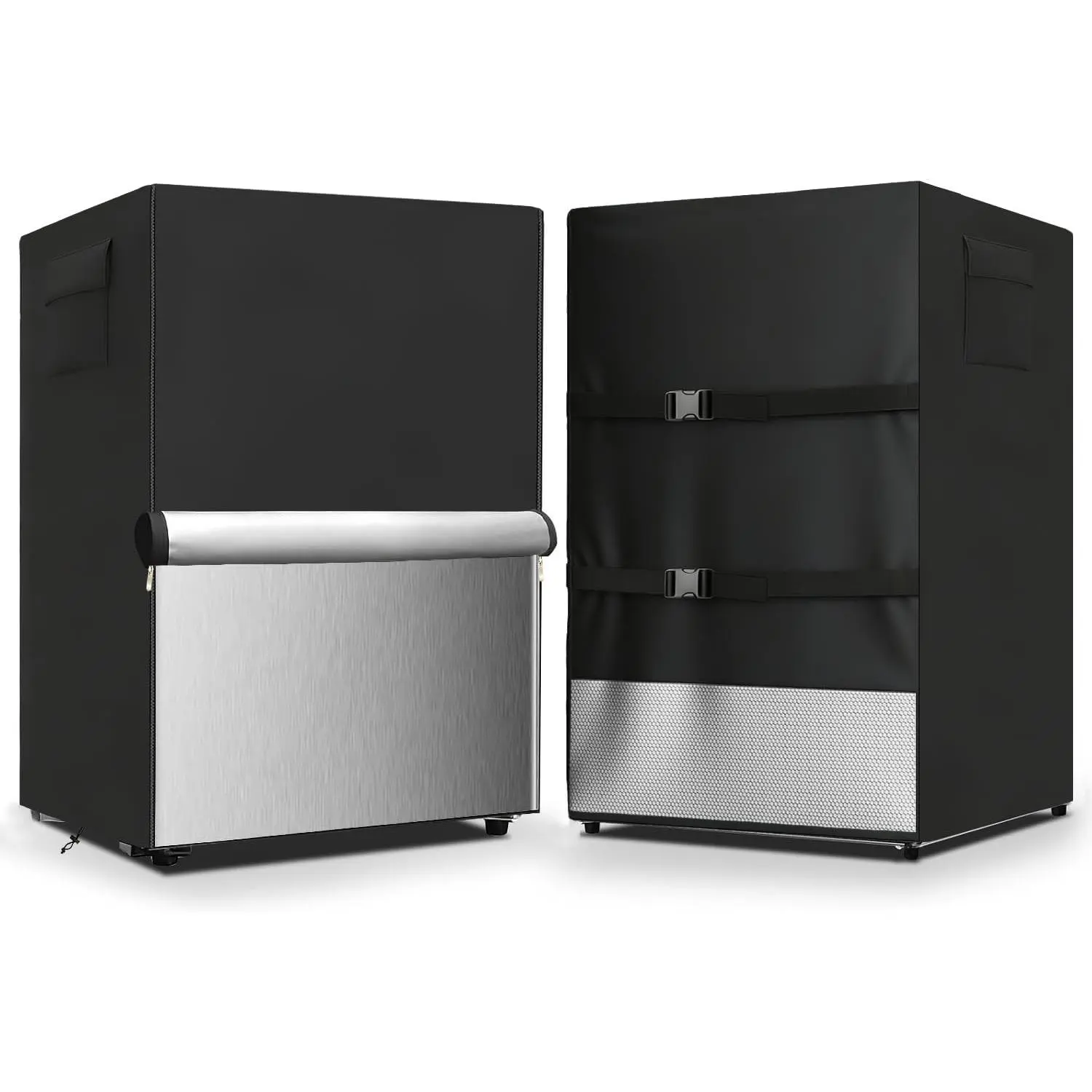 Outdoor  Refrigerator Covers for Outside Fridge,20"Wx20"Dx21"H | Heavy Duty 600D,,Front Can Be Rolled-Up with Zippers For Patio Upright Freezer,Stand Up Fridge,Refrigerator,Black