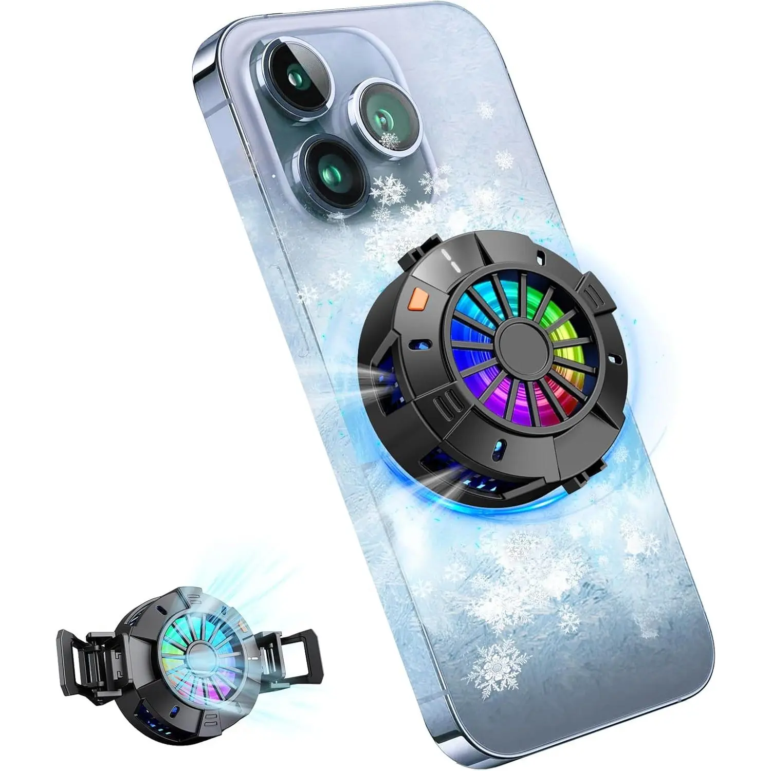 2-in-1 Magnetic & Clip-On Phone Cooler – Semiconductor-Powered Gaming Cell Phone Cooling Fan Radiator for iPhone/Android/iPad/Tablet – Ideal for Gaming, Video Calls, Live Broadcasting, and Vlog