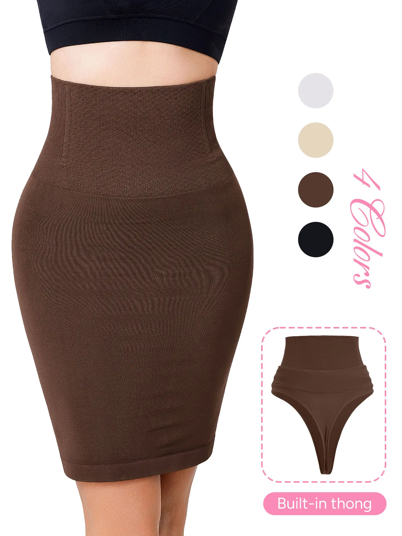 Women's Shaping Waist Cincher Skirt, Shapewear, Seamless One-Piece Design, 4 Steel Bones, Short Dress, Multi-Use Thong Built-In, Fashionable & Comfortable