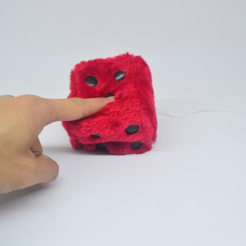 6cm long hair hot stamping dice plush toy cube pendant, rearview mirror pendant sieve