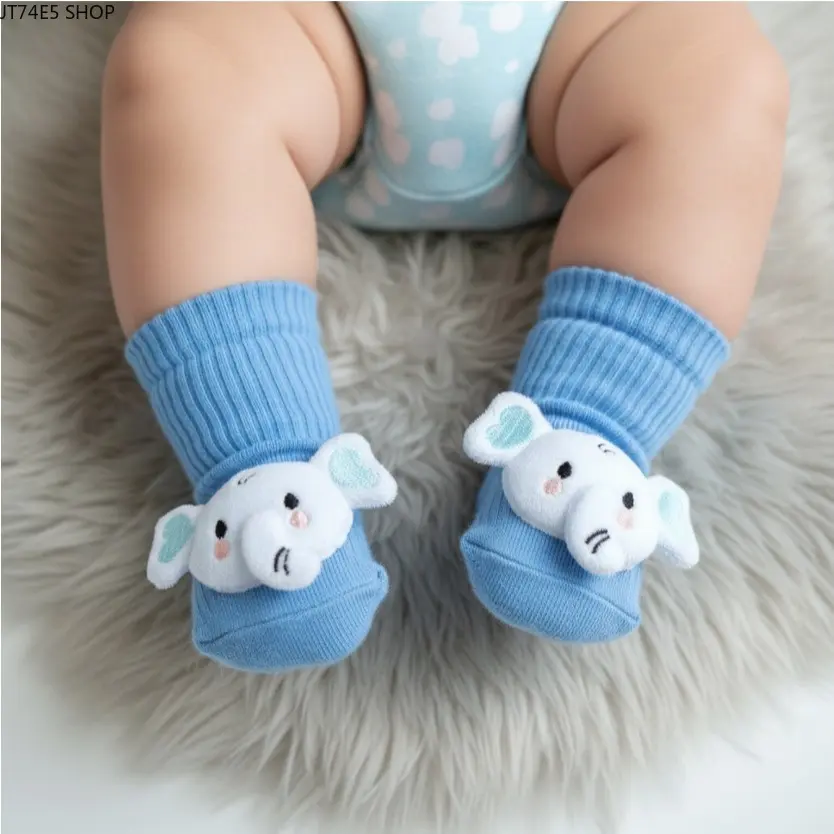 Cute 3D Stereo Cartoon Anti-Slip Infant Crew Socks, Breathable Mid-Tube Floor Socks for Spring Autumn Daily Play
