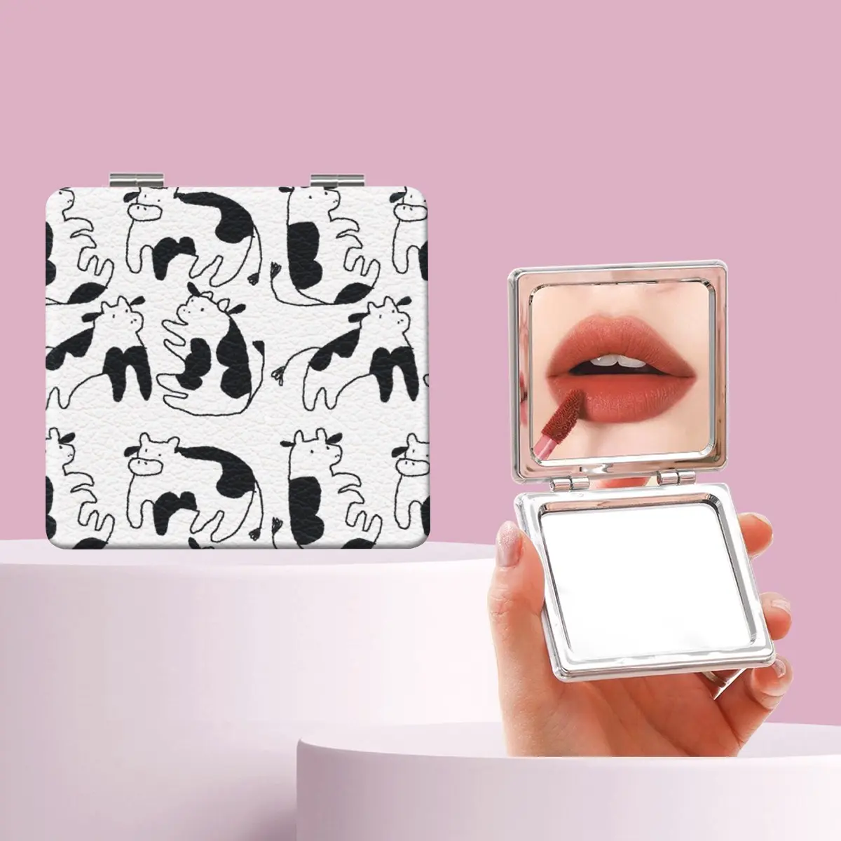 Cute Cow Makeup Mirror, Foldable Mini Handheld Mirror, Perfect for All Occasions, Ideal Gift for Sisters, Friends, Girls, Weddings