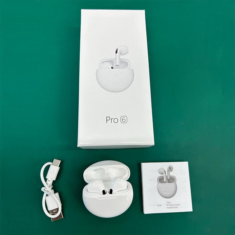 New Pro6 Bluetooth Earphones True Wireless In-Ear Ultra-Long Battery Life TWS Sports Wireless Bluetooth Earphones