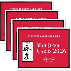 4 Pieces Mahjong Tiles 2026 Edition, Office Revised Version, Standard Printing, American Style Mahjong Cards, Perfect for Gaming
