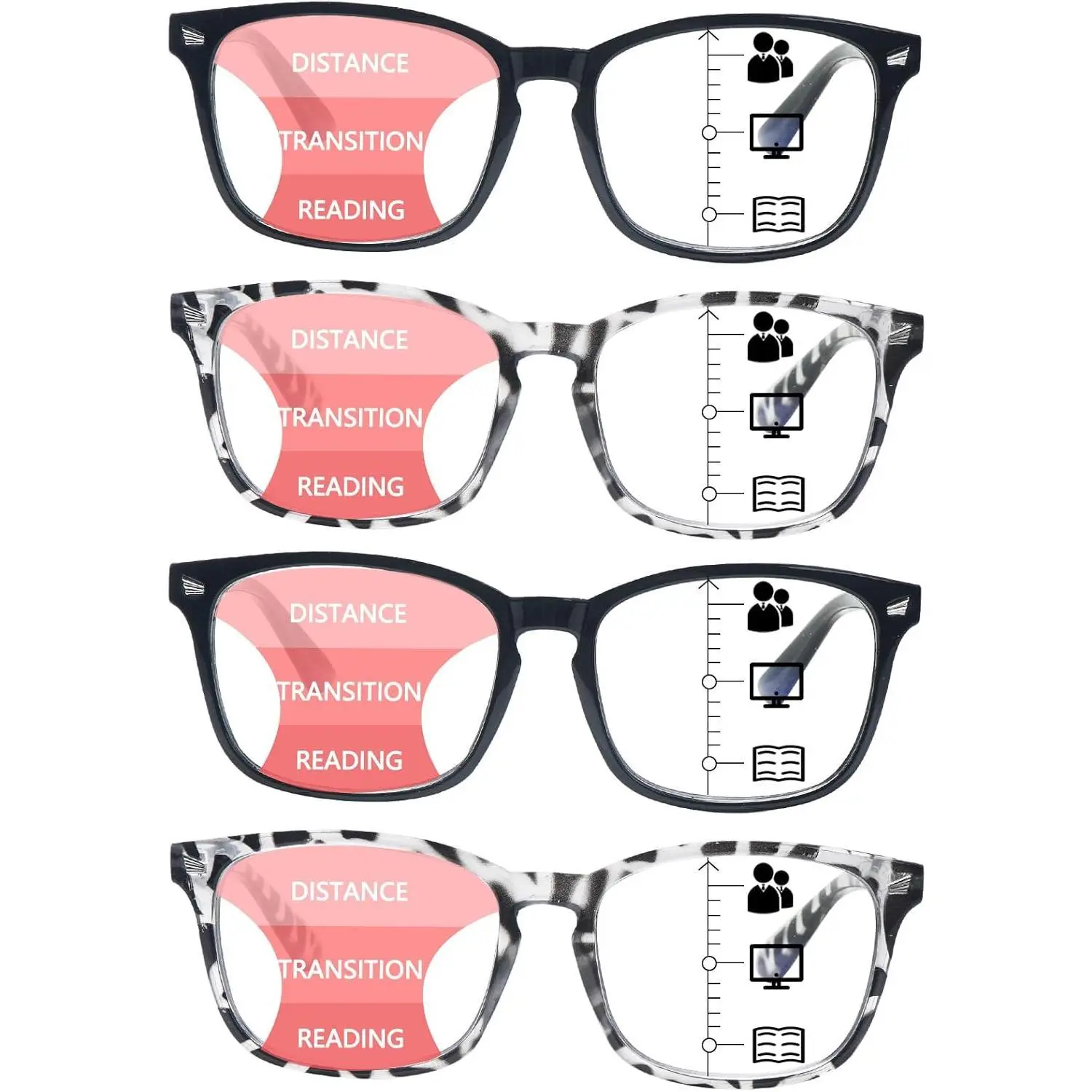 SIGVAN Progressive Multifocal Reading Eyeglasses, Blue-Light Blocking, Lightweight Plastic Frames, Multicolor Blue-Light Blocking Women's Frames, Spring Hinge Design for Men and Women, Lightweight Blue Light Blocking Women's Frames