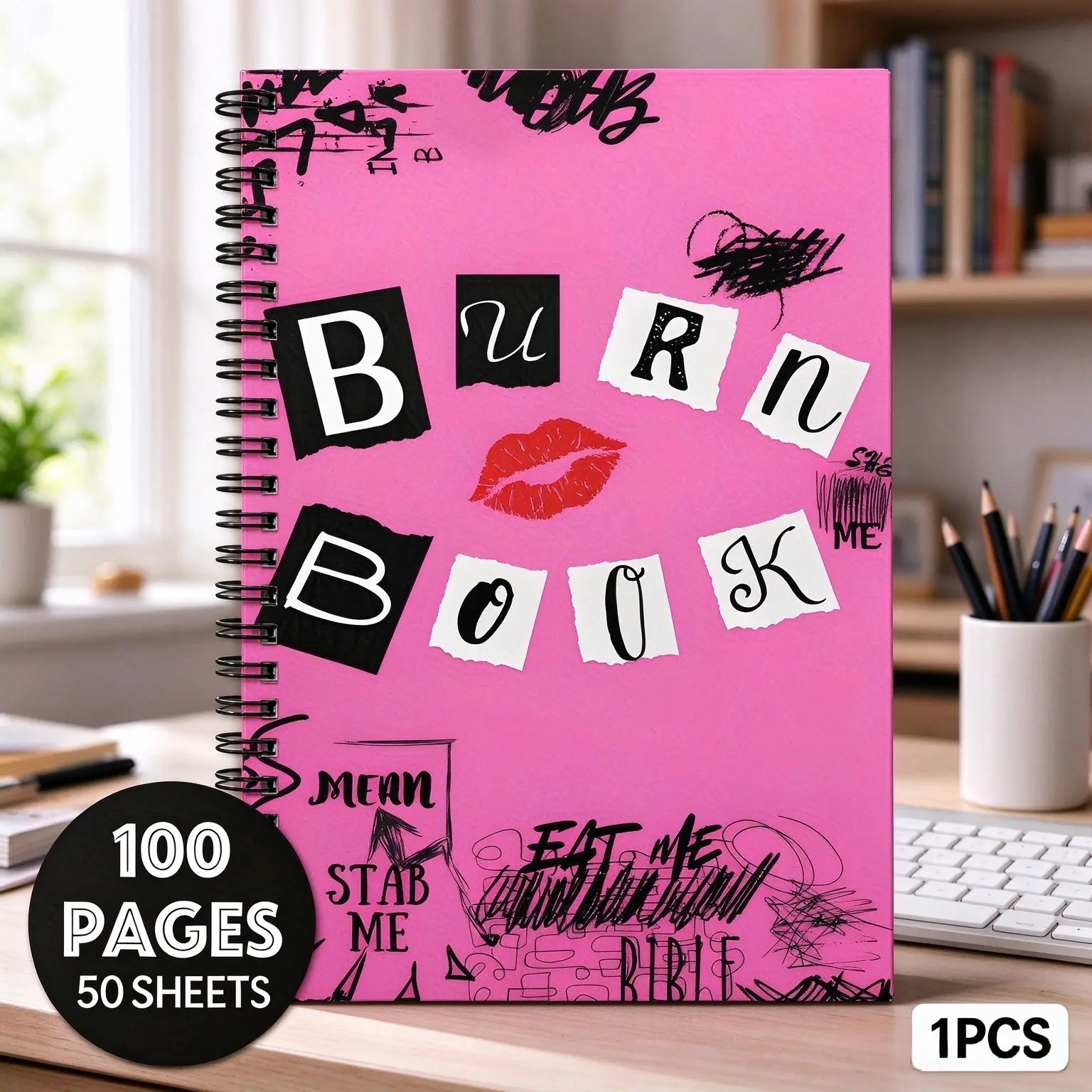Fun Spiral 1pc Notebook, Work Burn Book Mean Girls Journal, Ideal for School Office Home Gifts, Scrapbooking Kit Craft Supplies