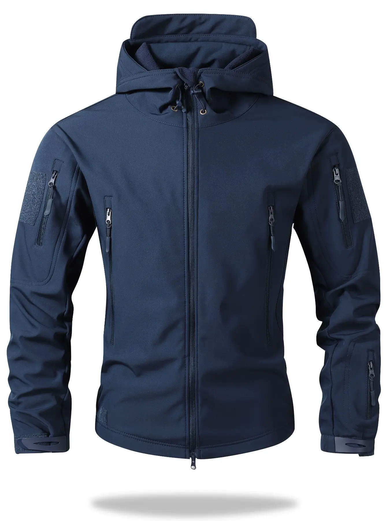 Men's Solid Color Tactical Soft Shell Jacket, Multi-Zip Pockets, Windproof Waterproof, Outdoor Commute Two-In-One Coat