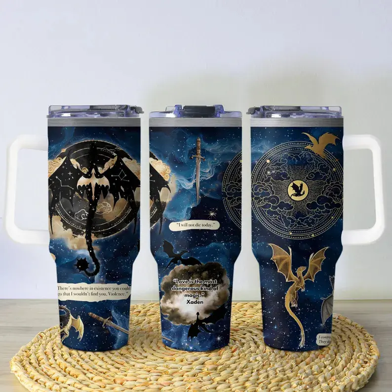 Fourth Wing Tumbler, Basgiath War College Mug, Dragon Fantasy Stainless Coffee Cup, 40oz Insulated Bookish Tumbler Gift for Reader