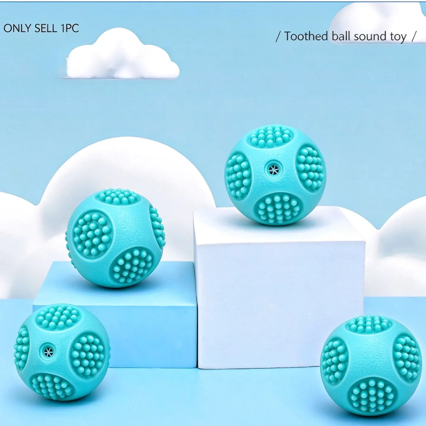 Pet Sound Chewing Ball, Tpr Soft Gel Material, Massage Bumps, Teeth Cleaning, Dog Cat Play, Stress Relief, Indoor Outdoor Training