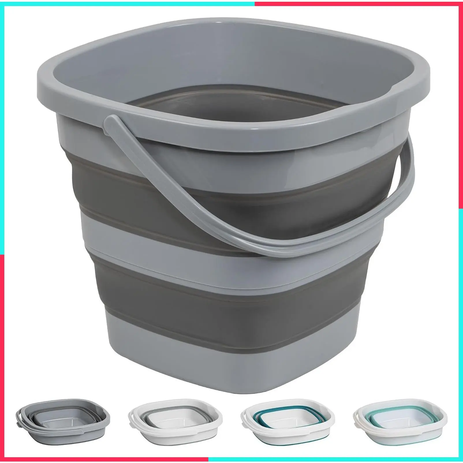 Collapsible Bucket, 2.6 Gallon / 10L Mop Bucket for Cleaning & Car Washing, Portable Space Saving Plastic Tub for Camping, RV, Beach, Fishing, Garden, Indoor Outdoor Wash Basin Ice Bucket