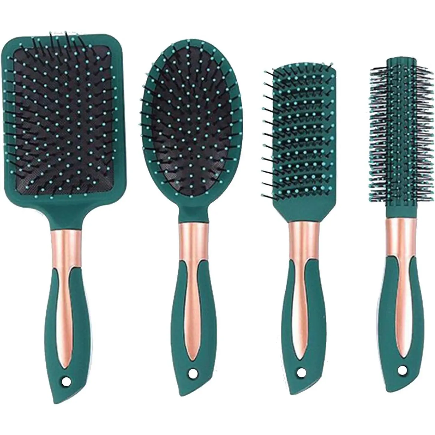 Anti-Static Hair Brush Set - Oval, Round, Vent, Detangling and Paddle Combs Wet or Dry Hair - Massage and Shine Women, Men, Kids