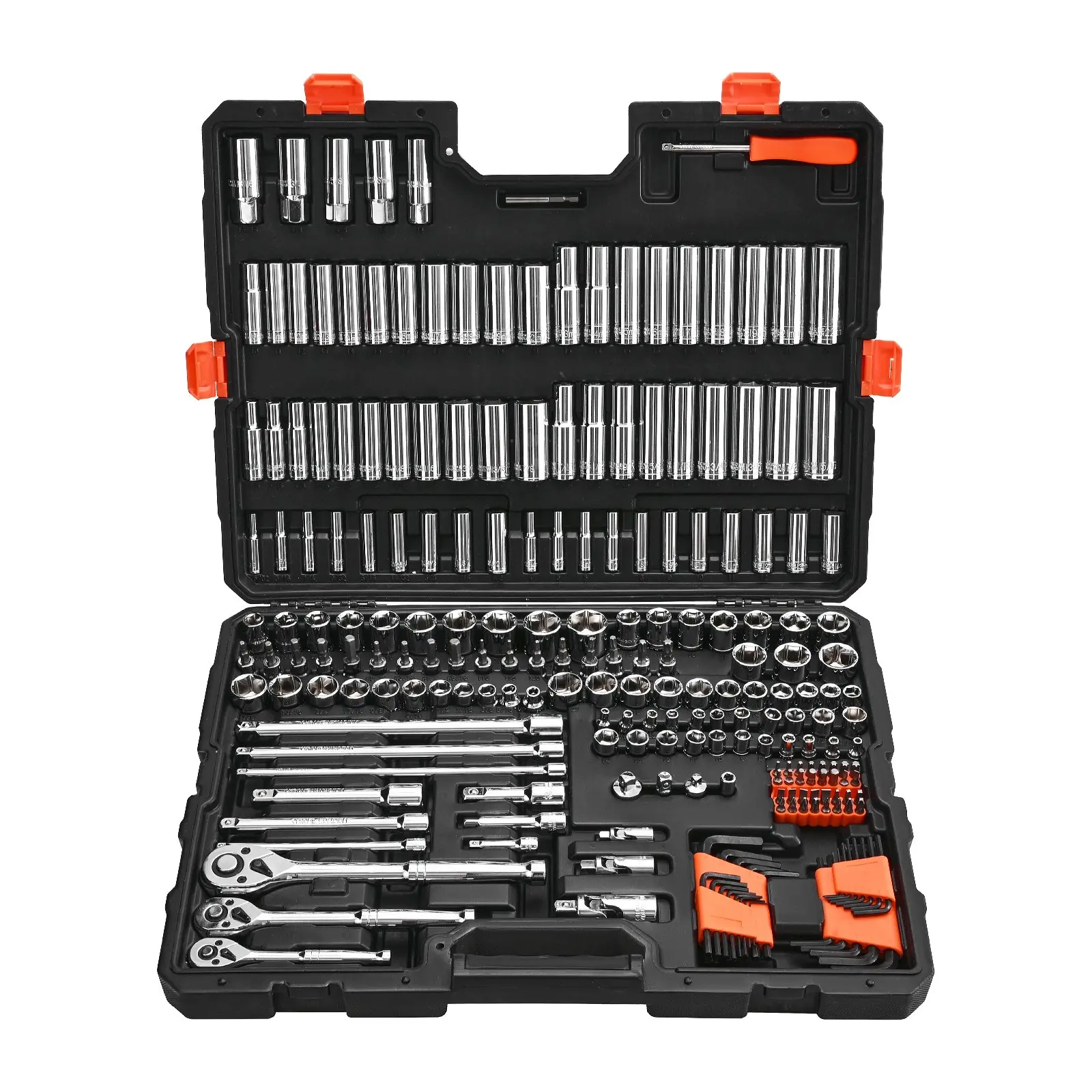 VEVOR 225-Piece Mechanic Tool Kit, CR-V Steel Socket & Quick Release Ratchet Wrench Set, 3/8 1/4 1/2 in Drive, SAE & Metric, Deep & Shallow Sockets, Bits, Accessories, Storage Case, Tools for Mechanics