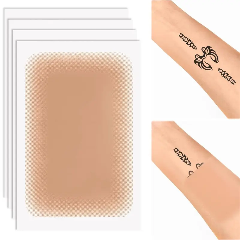 4pcs Tattoo Cover Up Patch, Invisible Breathable Scar Patch, Waterproof Sweatproof Concealer Makeup Sticker, Skin Cover Up Pad for Tattoo, Scar, Birthmarks, Dark Spots (Dark Skin)