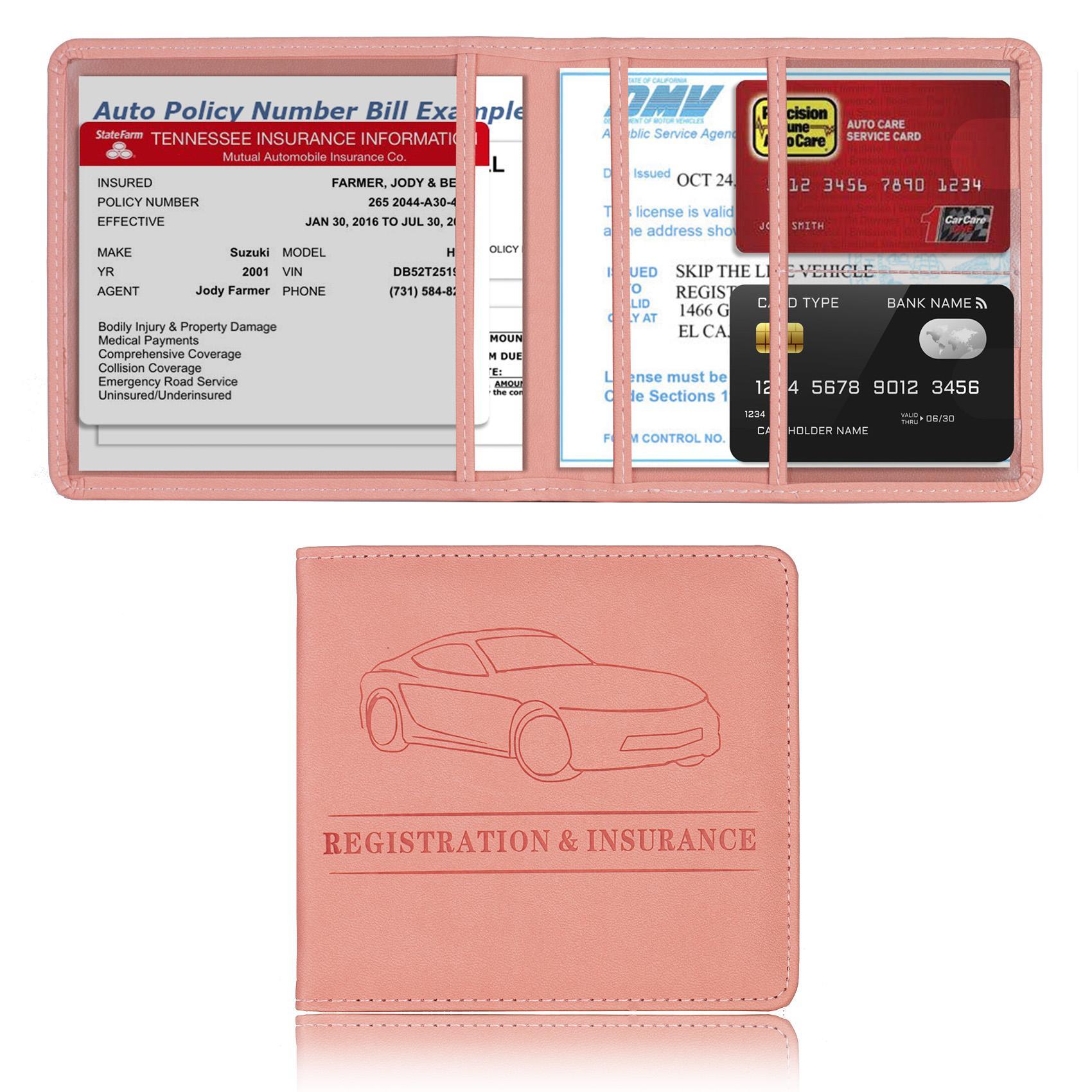 Car Registration & Insurance Holder, 1 Count Solid Color Durable Car Insurance Profile File Sleeve Holder, Driver's License Sleeve, Card Organizer, Car Interior Accessories
