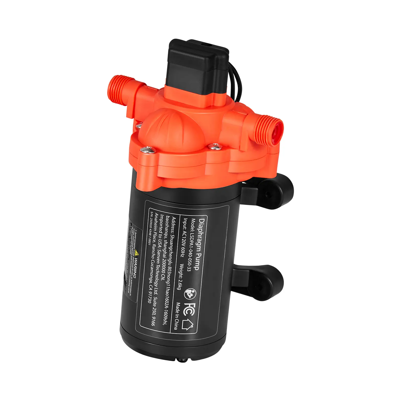 Water Pressure Pump, 110V AC 4 GPM, 3-Chamber On Demand Electric Diaphragm Water Transfer Pump, 45 PSI Max Pressure, Automatic Pressure Switch, Designed for Home Kitchen Garden Irrigation Car Washing