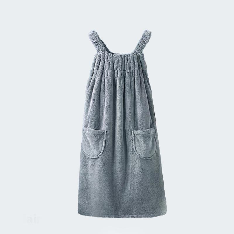 Wearable Bath Towel & Hair Dryer Hat Set, Coral Fleece Shower Skirt, Absorbent Robe with Pockets, Must-Have Bathroom Accessories, Super Absorbent Towel