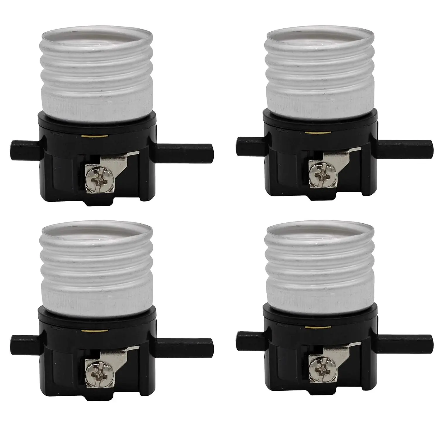 ® Push-Thru /Off Medium Base Lamp Socket for E26 Bulbs – Interior Lampholder  | 4 Pack