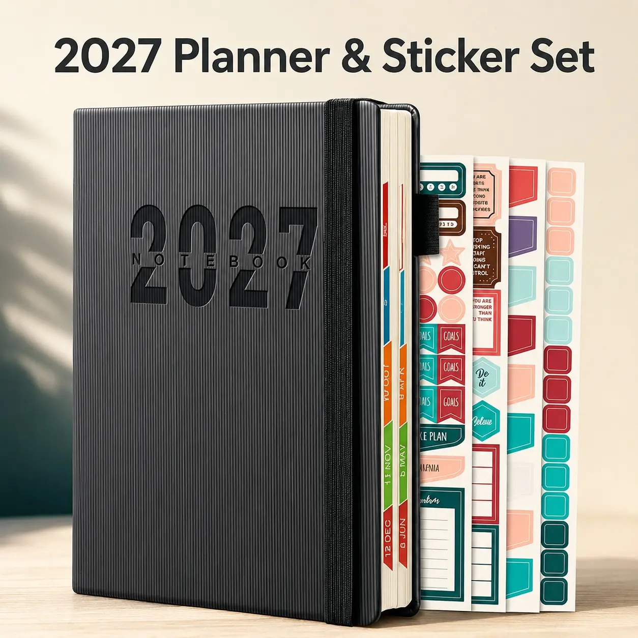 2027 Daily Planner Notebook Set, Day Planner, Student Planner, 3 Colors, Calendar Diary with 4 Stickers Sheets, Time Management Organization Schedule Book for Personal Planning, Work Productivity, Christmas Gift, Back to School Supplies