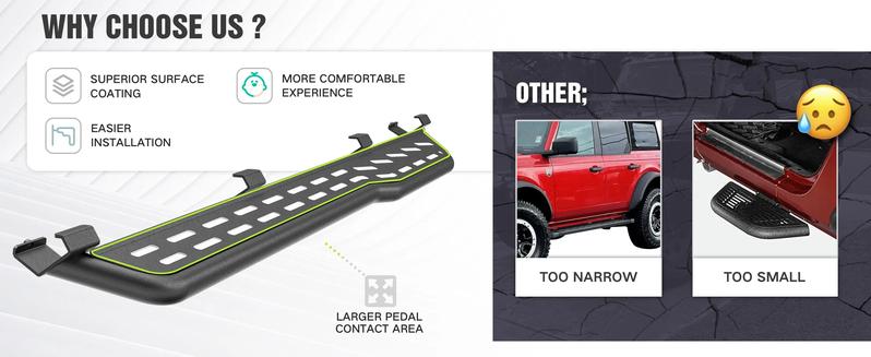 for Bronco Running Boards Compatible with Ford Bronco 4 Doors(21-26) with The Rock Rails-Not for Sport Model| EYOUHZ