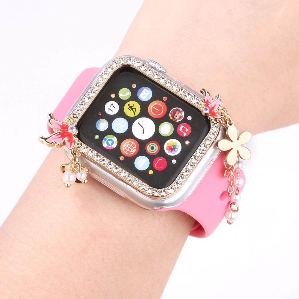 Tassel Pendant Apple Watch Case – DIY PC Protective Cover with Integrated Film for 38–49mm (Series 1–7, SE), Fashion Sparkly Design