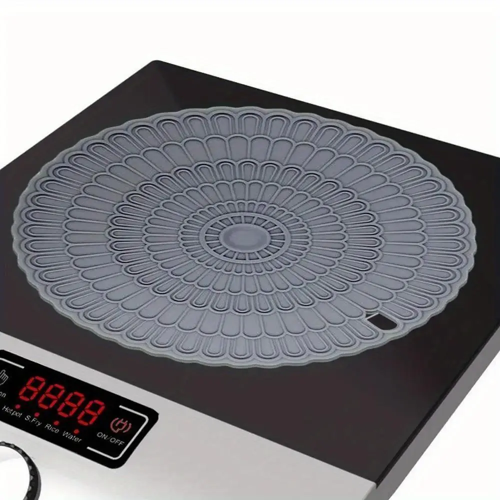 Food Grade Silicone Cooker Pad Coasters - 22cm/8.66in Classic Square, Appropriate Size, Durable, Lightweight, Heat-Resistant, Non-Slip, Dishwasher-Safe Induction Stove Cover Mat & Tableware Protector, Hob Cleaner