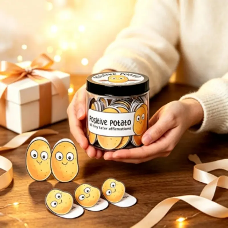 60pcs Positive Potato Affirmation Card Jar Emotional Support Positive Motivational Cards Unique Non-repetitive Inspirational Quotes Funny Encouragement Gift for Coworkers Friends Teens Women Men Birthday Christmas Graduation Mother’s Day Father