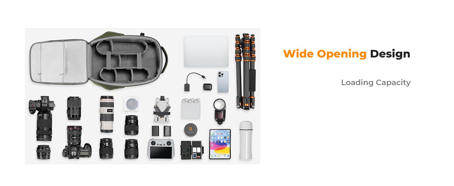 K&F CONCEPT Camera Backpack,Hardshell Photography DSLR Camera Bag with 15-15.6 Inch Laptop Compartment Hard Shell Camera Case Compatible with Canon/Nikon/Sony/DJI Mavic Drone