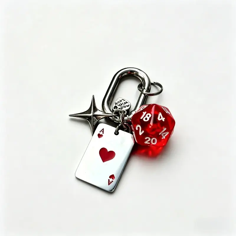 Dice Poker Card Lucky Charm Keychain Cool Unisex Daily Car Key Ring Fashion Outdoor Accessory