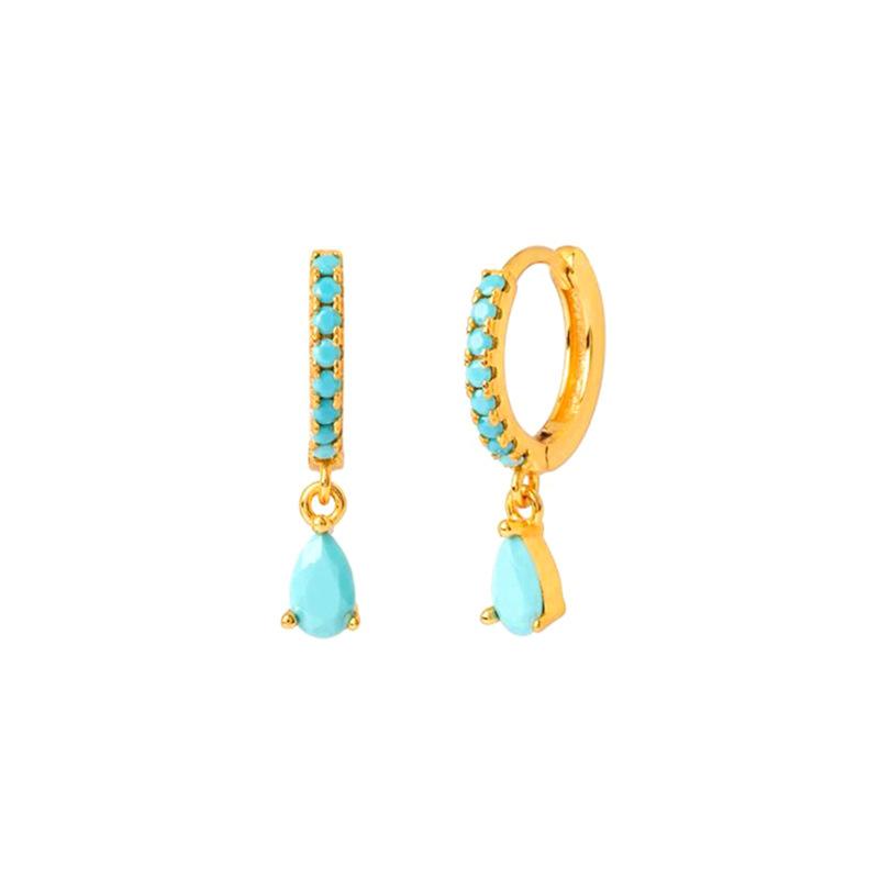 Turquoise Hoop Earrings Set for Women, 18K Gold Plated Silver Plated Huggie Hoops with Blue Gemstone, Hypoallergenic Small Circle Earrings Pack for Daily & Party Wear Turquoise Hoop Earrings Set for Women, 18K Gold Plated Silver Plated Huggie Hoops with Blue Gemstone, Hypoallergenic Small Circle Earrings Pack for Daily & Party Wear