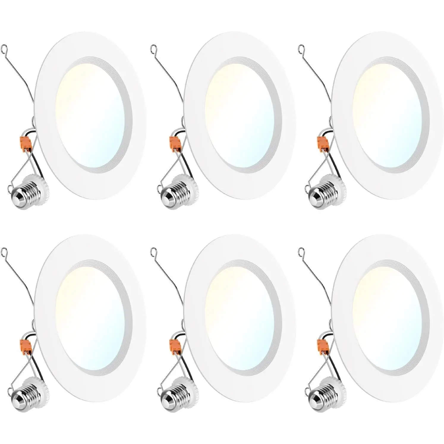 6 Pack 6 Inch LED Recessed Light Retrofit, Can Lights for Ceiling, 1700 LM High Brightness, Selectable CCT 2700K/3000K/4000K/5000K/6000K, 17W=120W, Dimmable, Baffle Trim, Damp Rated UL