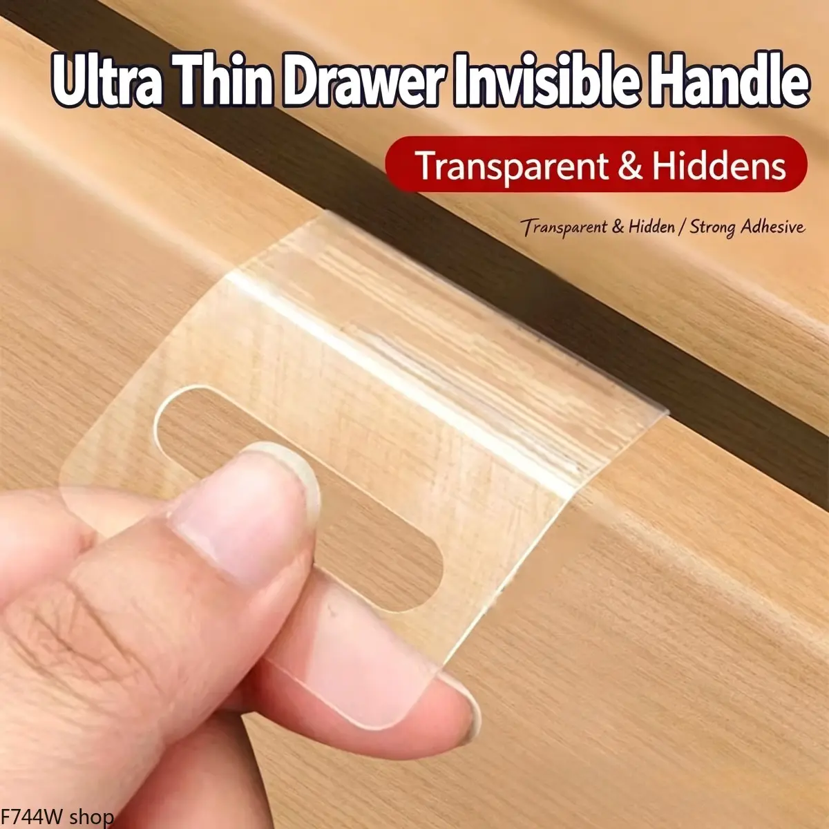 30 Pcs Invisible Drawer Handle, Ultra Thin Adhesive Cabinet Pull with No Drill Installation, Hidden Handle for Cabinets, Closets, Drawers & Furniture