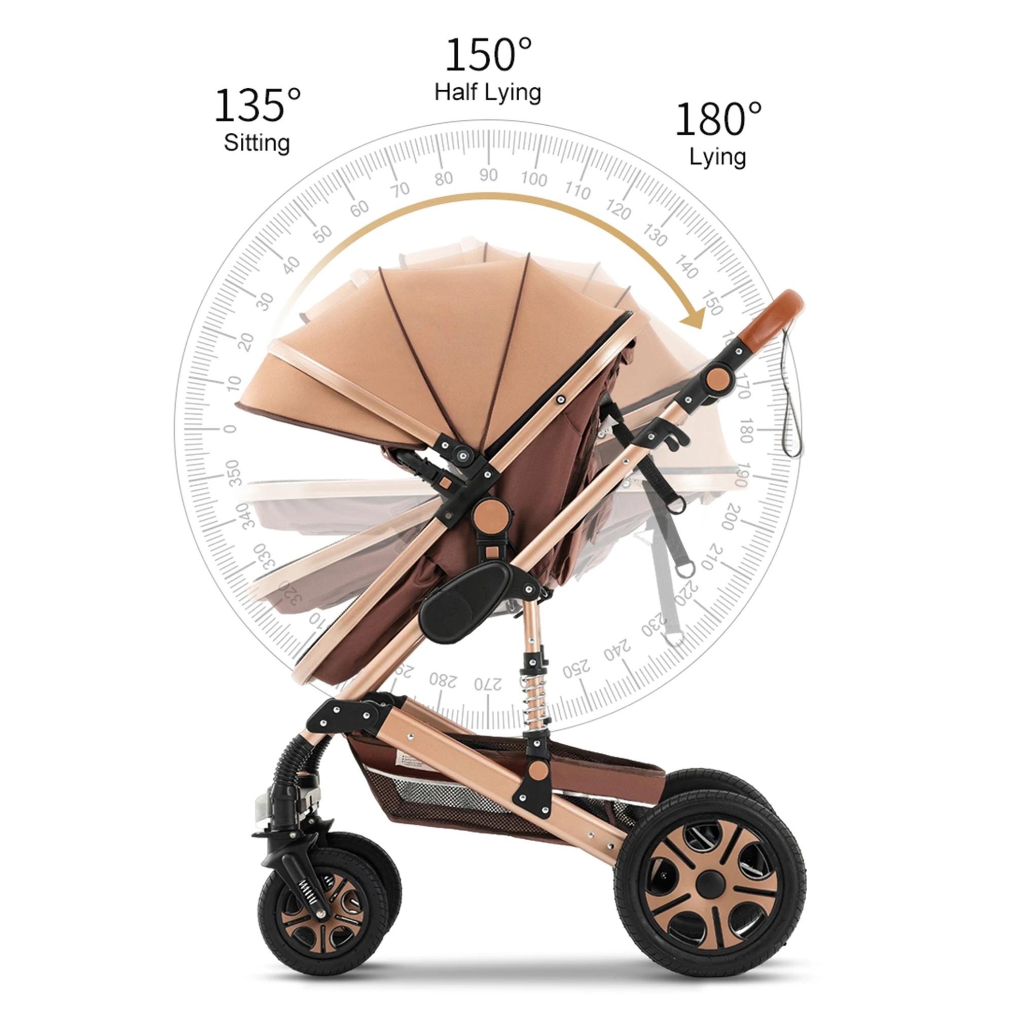 3-in-1 Multi-Role Baby Stroller Travel System with Car Seat Base, Adjustable Bassinet, Folding Newborn Stroller Design, Reversible Seat, Lightweight Build, Backpack, Changing Pad, Large Storage, Zip Footcover