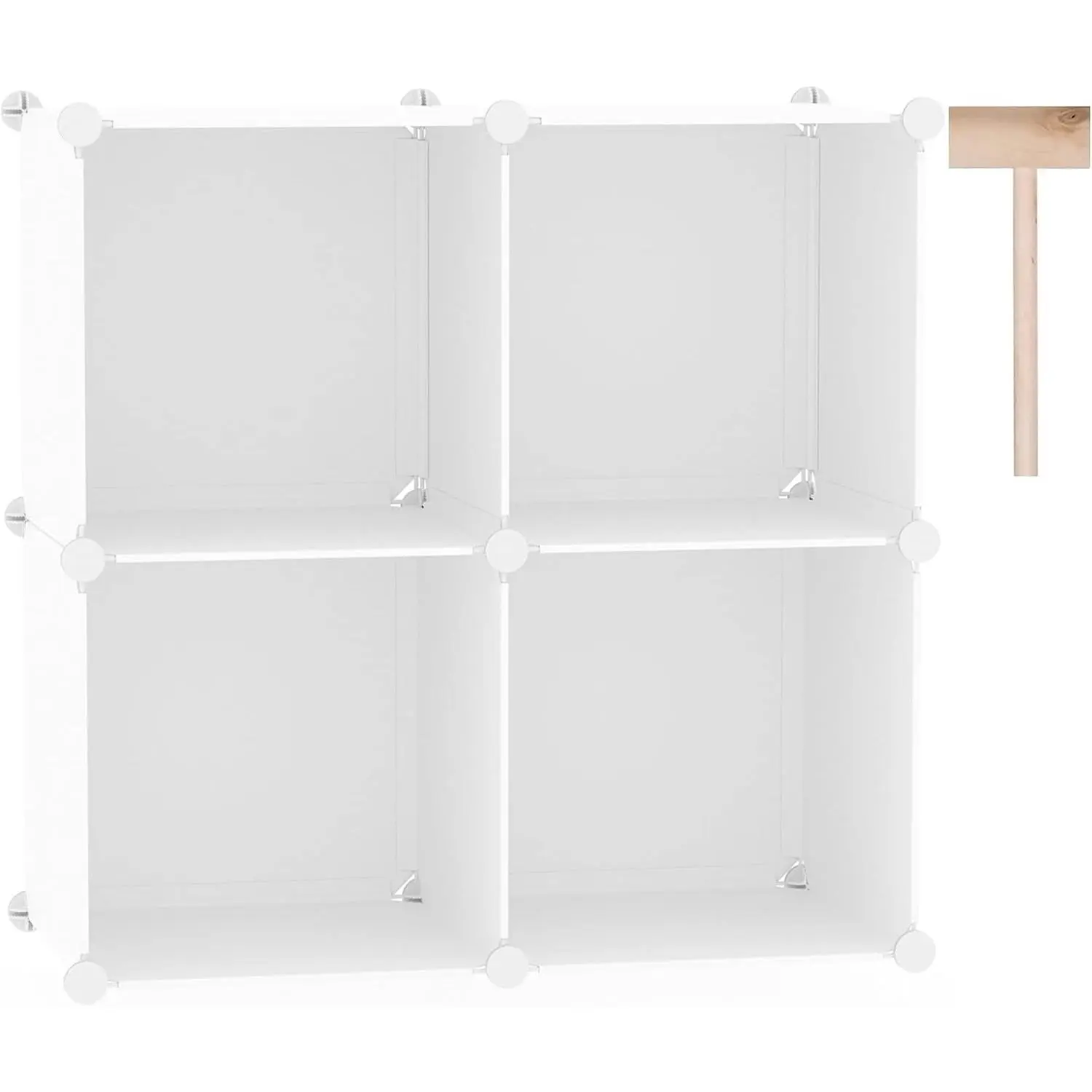 Cube Storage Organizer, 4-Cube Shelves Units, Closet Cabinet, DIY Plastic Modular Book Shelf Ideal for Bedroom, Living Room, Office, 24.8" L x 12.4" W x 24.8" H Milky UPCS04M