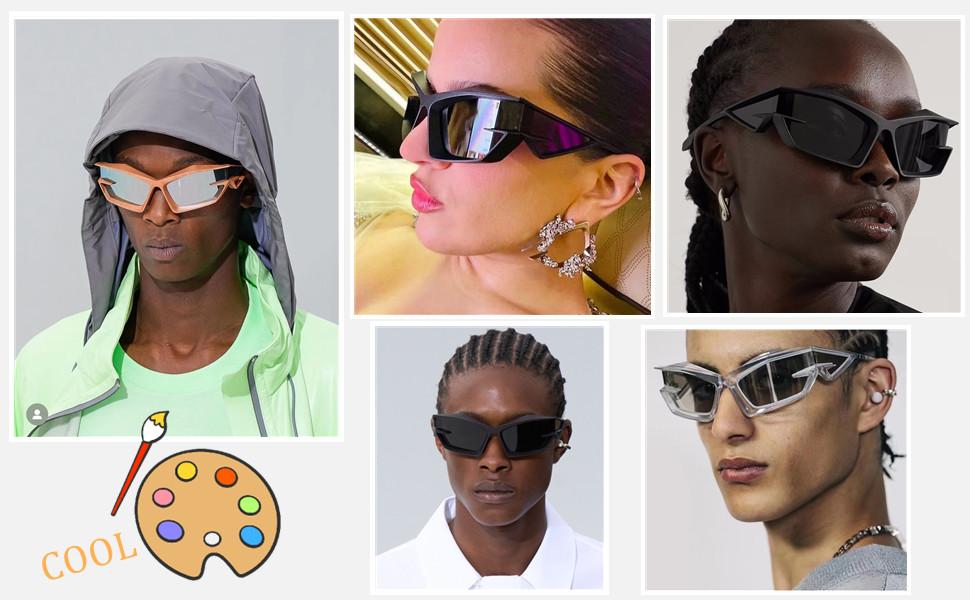 Cool Futuristic Y2K Sunglasses for Men Women Sports Wrap  display picture 2