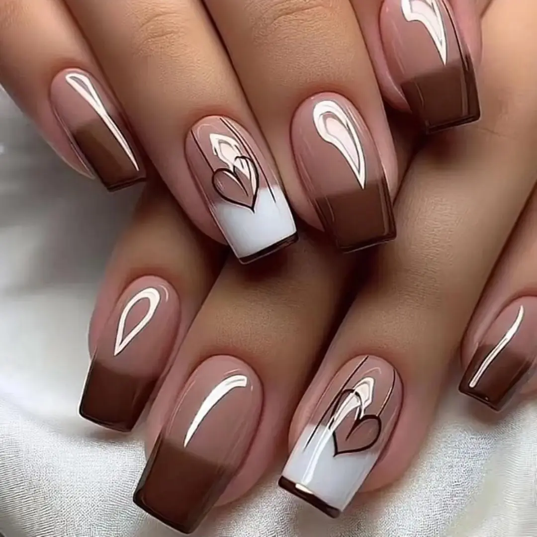 Heart Pattern Nail Wraps with File and Glue, 24 Detachable Nail Stickers, Easy-To-Use Nail Art Set for Women and Girls, Stick on Nails