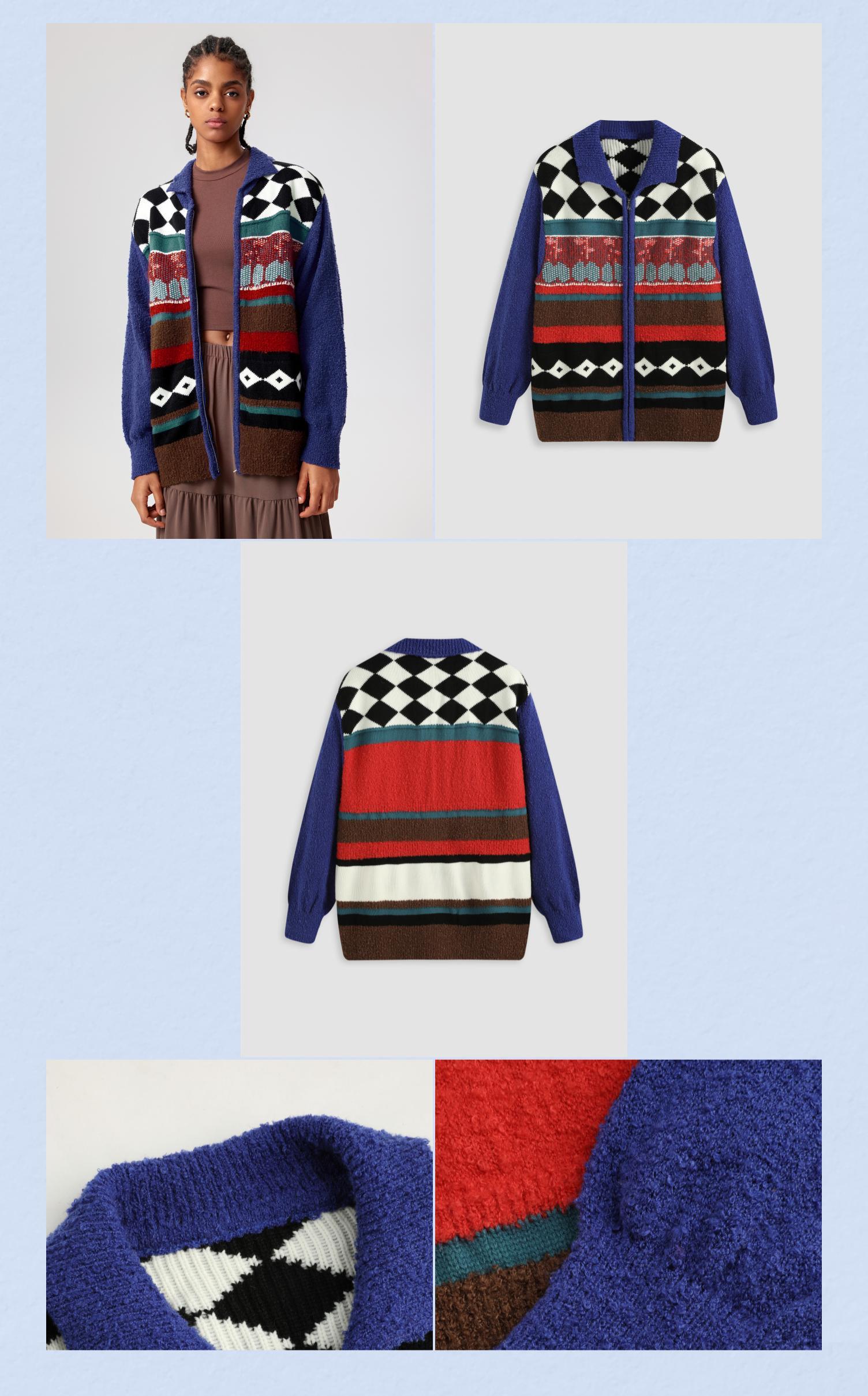 Cider [size 2-10] Collar Argyle Striped Cardigan