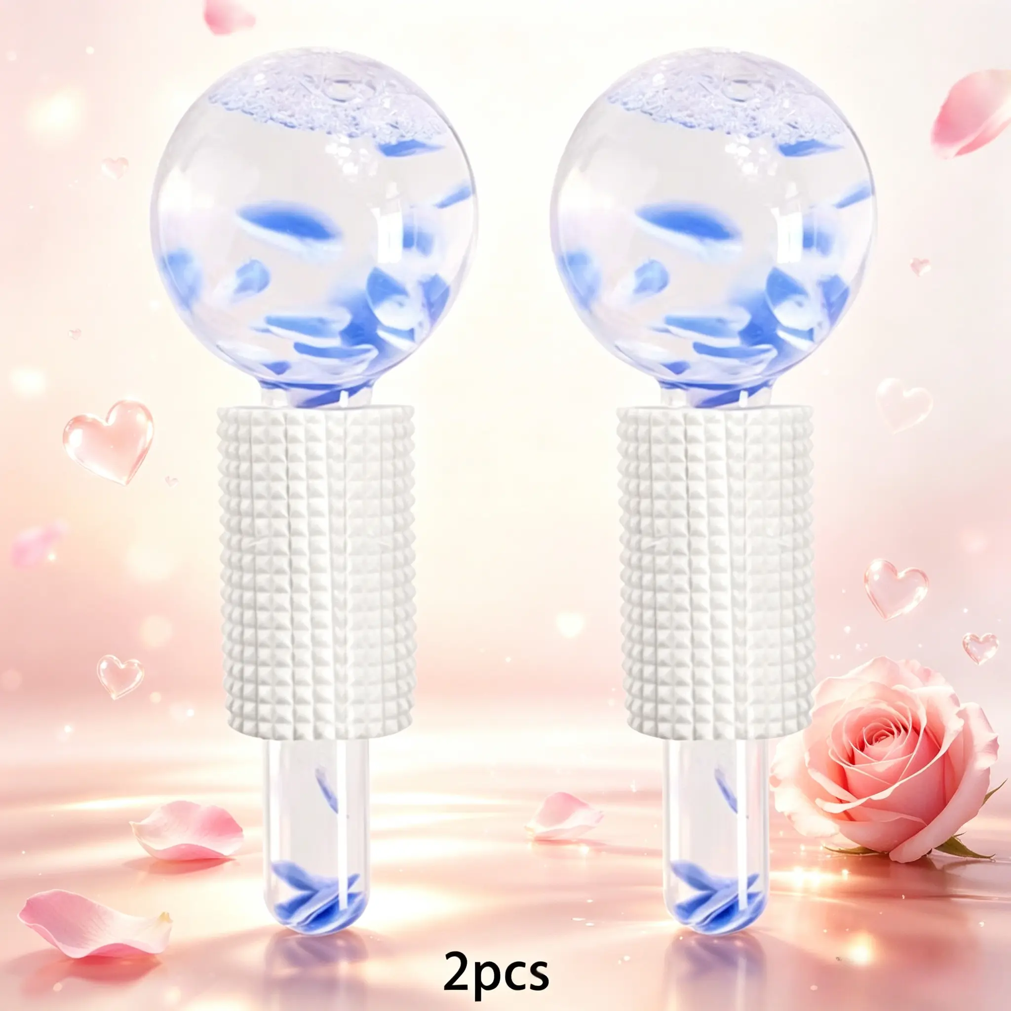 Facial Ice Globes for Face, Ice Roller Cryo Globes with Blue Petals, Cold Skin Massager for Puffiness Dark Circles, Skincare Cooling Ice Balls for Spa Salon Home Facial Massage
