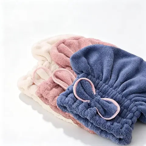 Women's 3PCS Shiny Microfiber Hair Towel Wraps - Super Absorbent Quick Dry Turbans, Ultra Soft Light & Comfortable for Curly/Long Hair, Less Blow Drying Overnight Conditioning Bag Accessories for DIY Luggage & Bathroom Travel