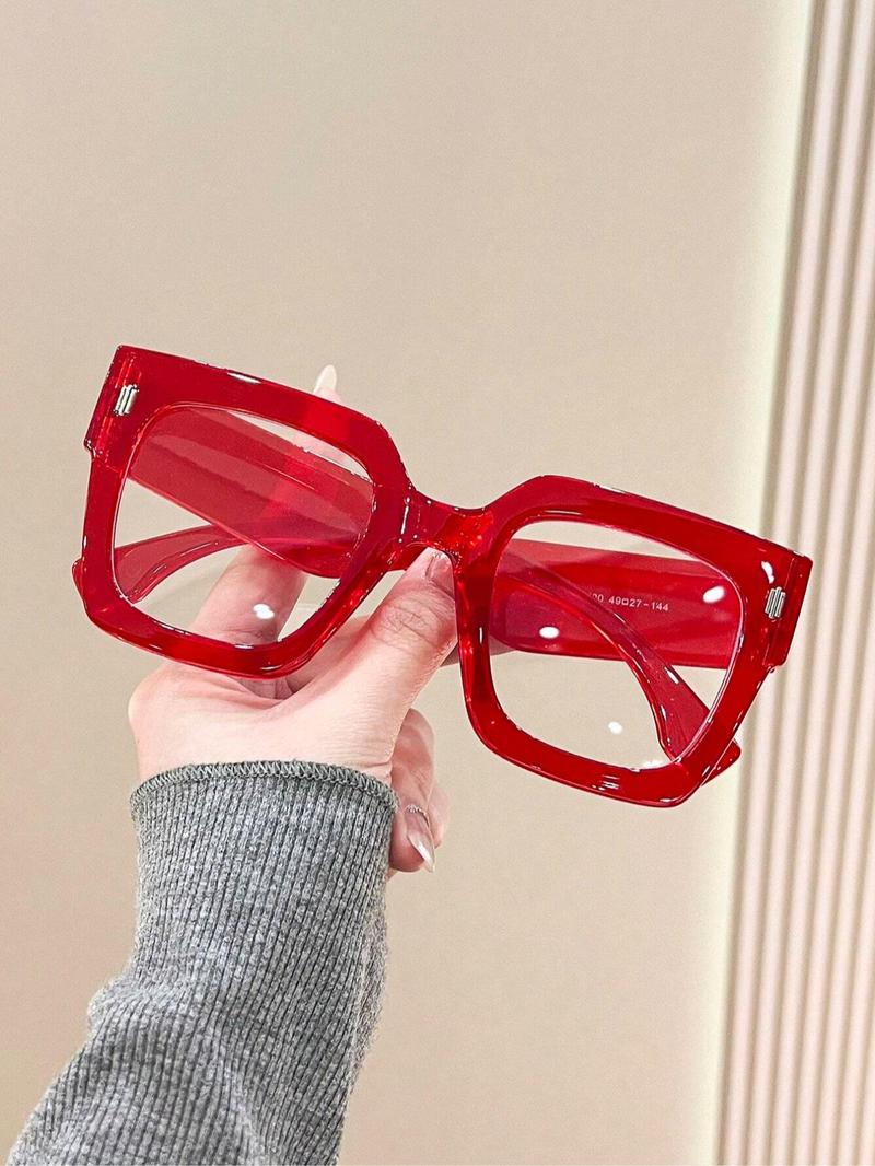 Cute Square Frame Eyeglasses, Basic Fashion Anti-blue Light Eyeglasses for Women & Men, Fashion Eyeglasses for Work, Daily Clothing Decor, Perfect for Student Daily Use