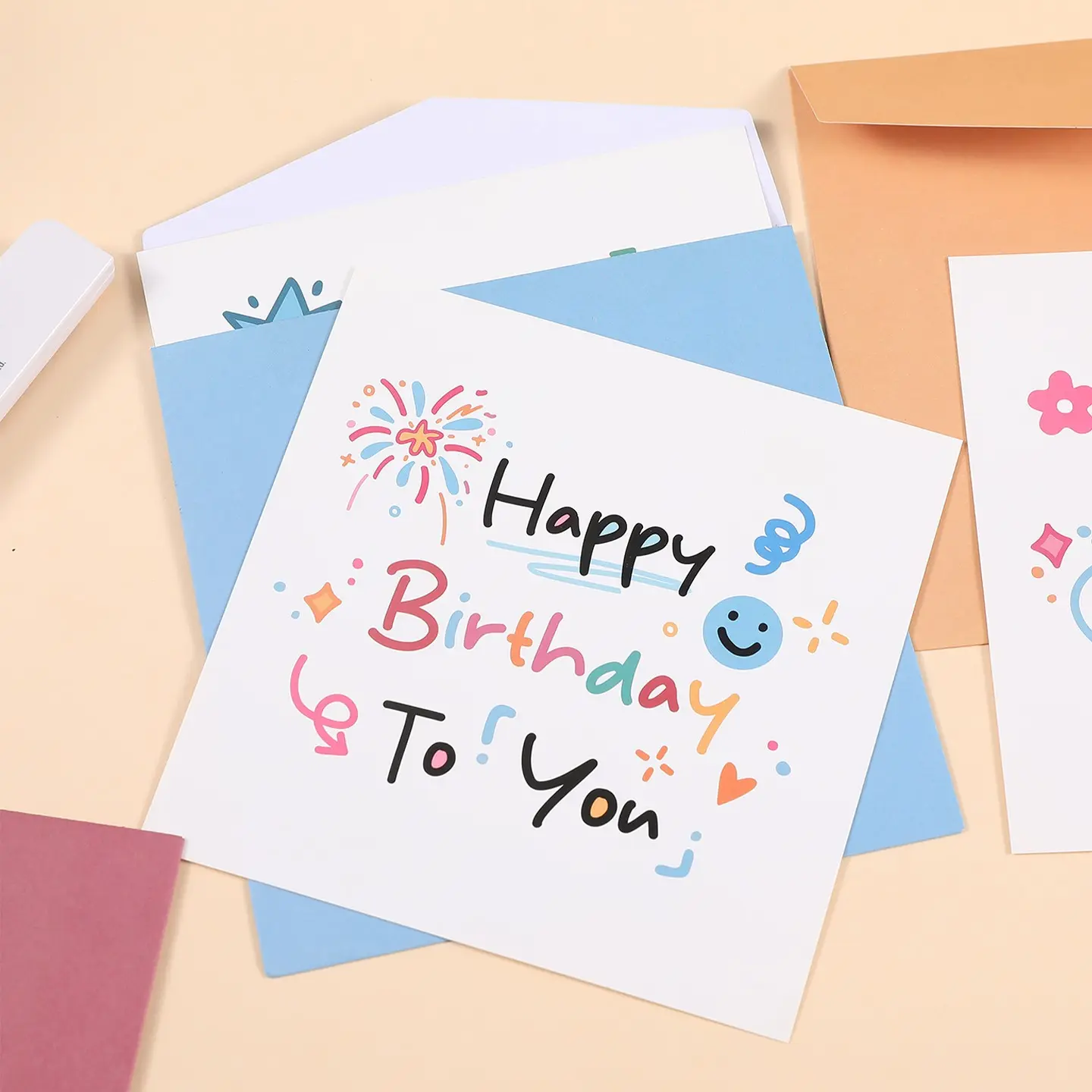 50 Pieces Mr. Paper Beautiful Expectations Series Square Greeting Cards, 4 Styles, Note Cutting Thin Accessories, Decorative Scrapbook Papers