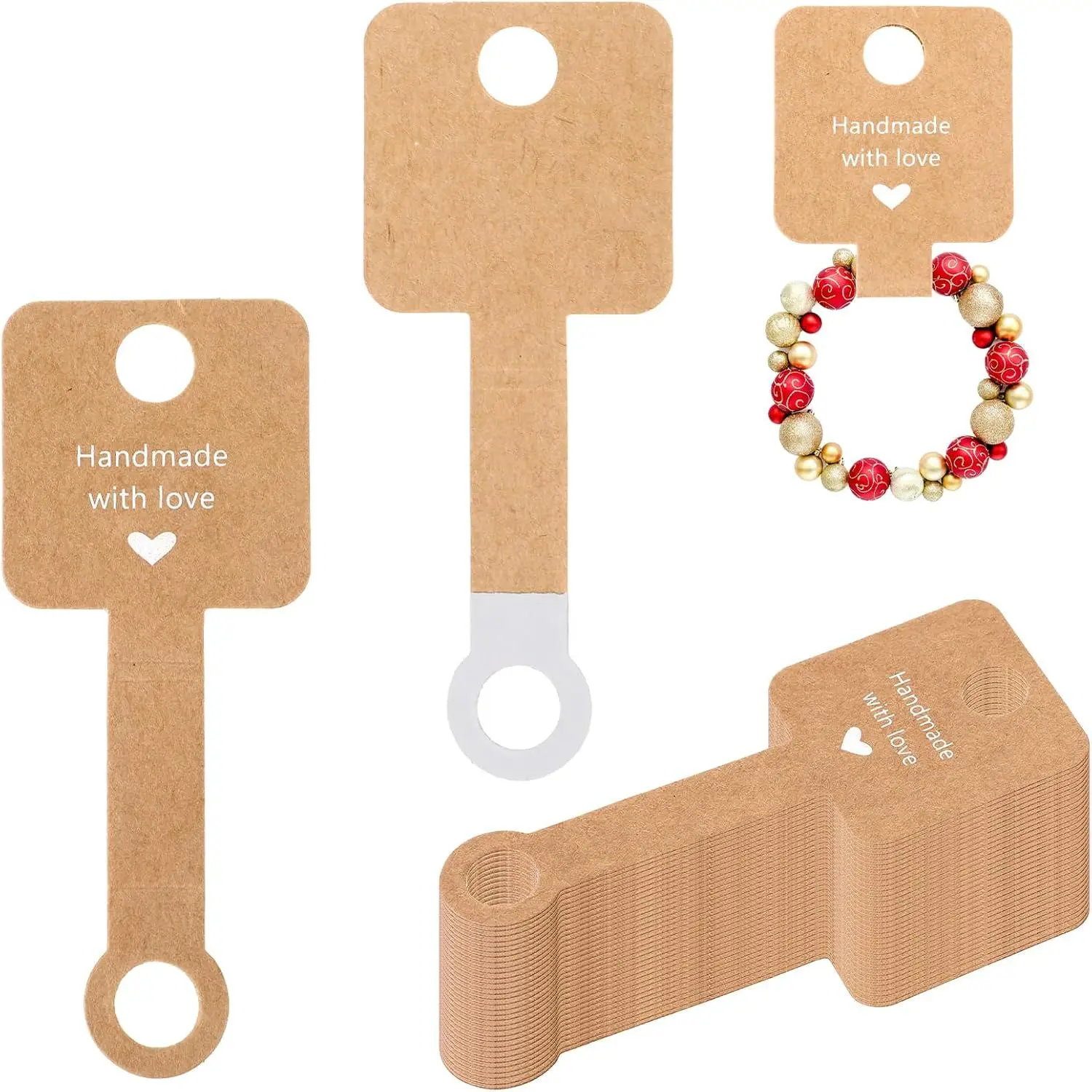 100 count  Packaging,Self Adhesive  Display Card Bracelet Packaging Bracelet Display Cards  with Love Blank Cards 4X1.5“ for Small Business of Keychains Earring